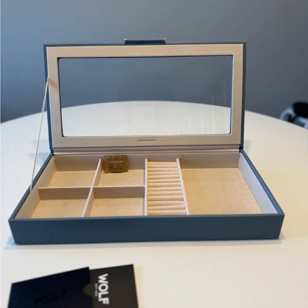 WOLF Teal Jewelry Organizer with Glass Display